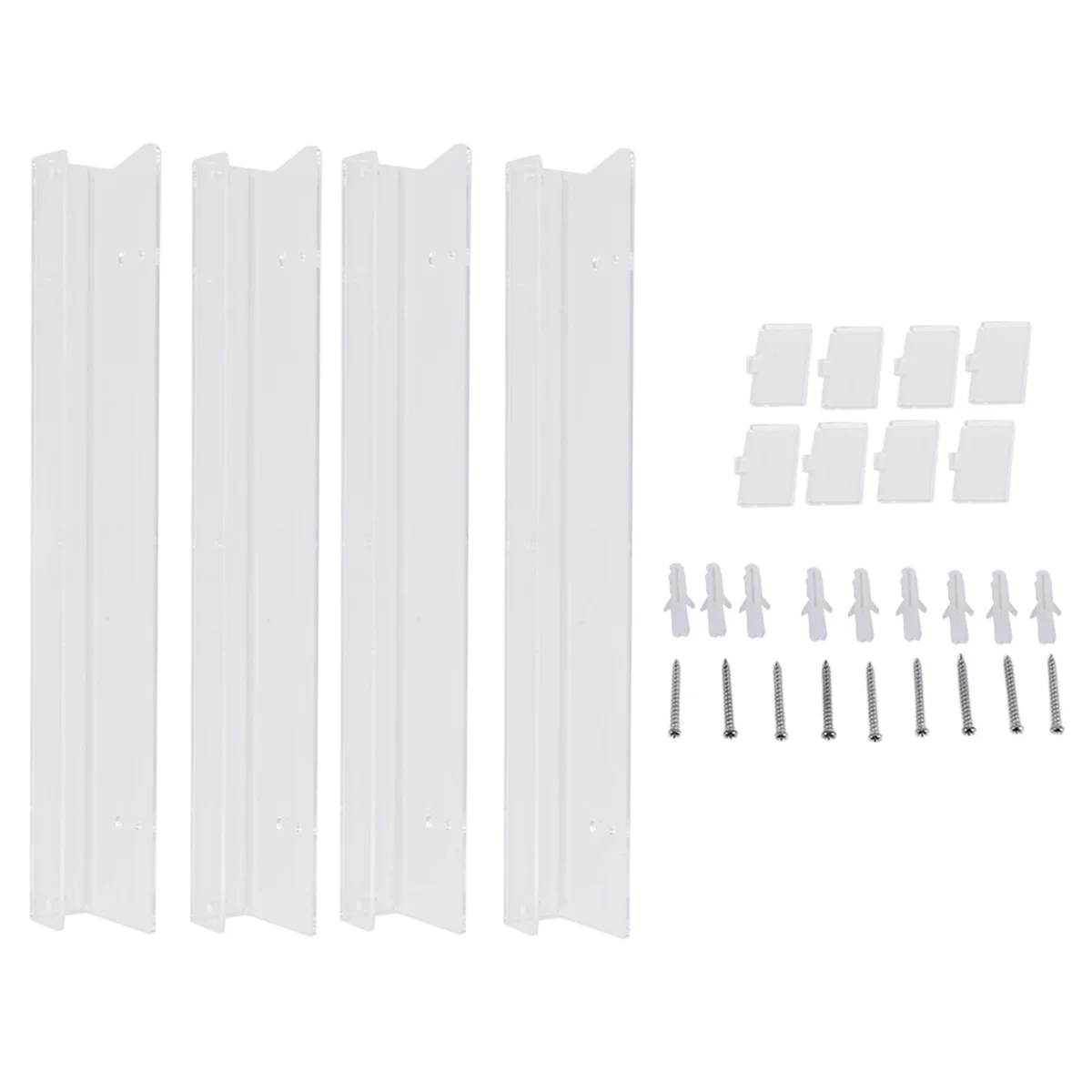 A56X 4Pcs Acrylic Clear Floating Bookshelf,Invisible Wall Mounted Bookshelf,Modern Picture Display Toy Organizer Record Rack