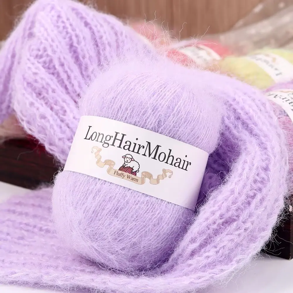 Lot de 6 pelotes de fil de mohair à poils longs, 25g par pelote, 150g au total. Convient pour le tricot à la main de pulls, d'écharpes, d'accessoires pour cheveux, de décorations et d'autres travaux manuels. Convient aux débutants