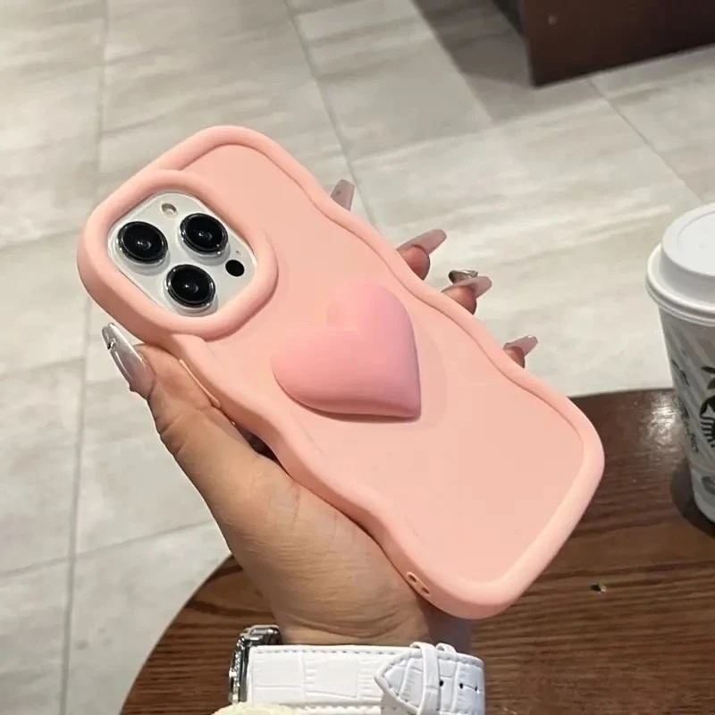 3D Love Wave Phone Case For Samsung Galaxy M35 S25 S24 S23 Plus S22 Ultra S21 S20 FE + 5G 4G Heart Soft Shockproof Cover