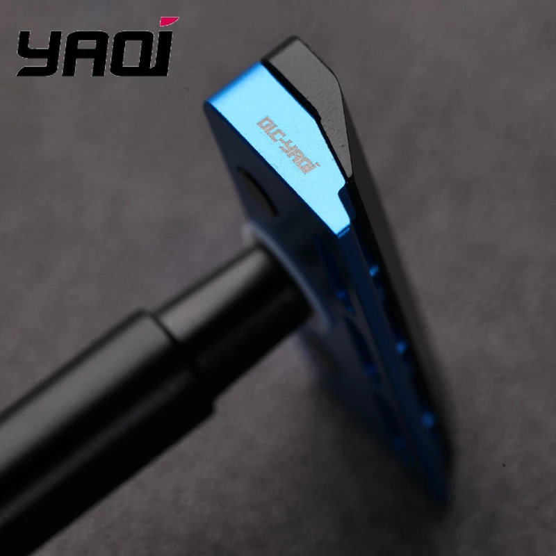 ماكينة حلاقة آمنة YAQI باللونين الأسود والأزرق Tachi (إصدار ألومنيوم) خفيفة الوزن بحافة واحدة #3