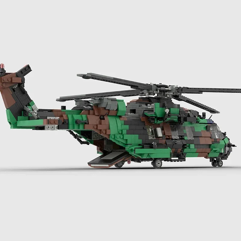 Moc-子供向けのモジュラー建築用レンガ,NH-90,戦術輸送,ヘリコプター,技術,ギフトブロック,DIYアセンブリ,おもちゃセット