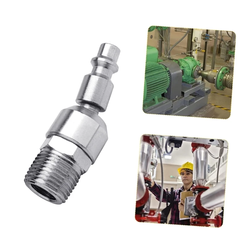 2-Piece Industrial 1/4inch-NPT Male Thread Swivel Air-Plug Air Hose-Fittings Quick Coupler Corrosion Resistant Universal