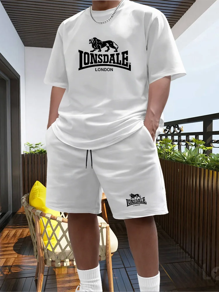 

2026 Fashion Leisure Summer Outdoor Sports Set Men's Breathable T-shirt and Shorts Casual Fashion Two Piece Set