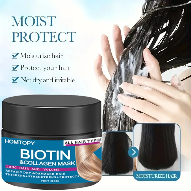 Biotin Collagen Keratin Hair Mask Repair Damage Dry Frizz Soften Hair Scalp Care Korean Multifunctional Hair Conditioner