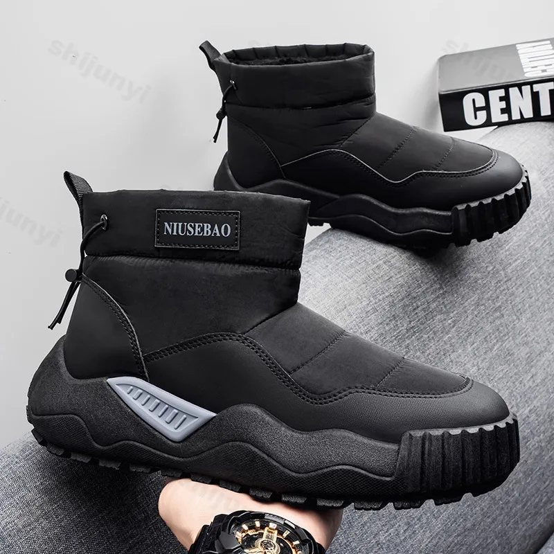 Men's Snow Boots 2025 Winter Comfortable Anti Slip Outdoor Ankle Boots Fashion Platform Cotton Shoes Warm Plush Short Boots