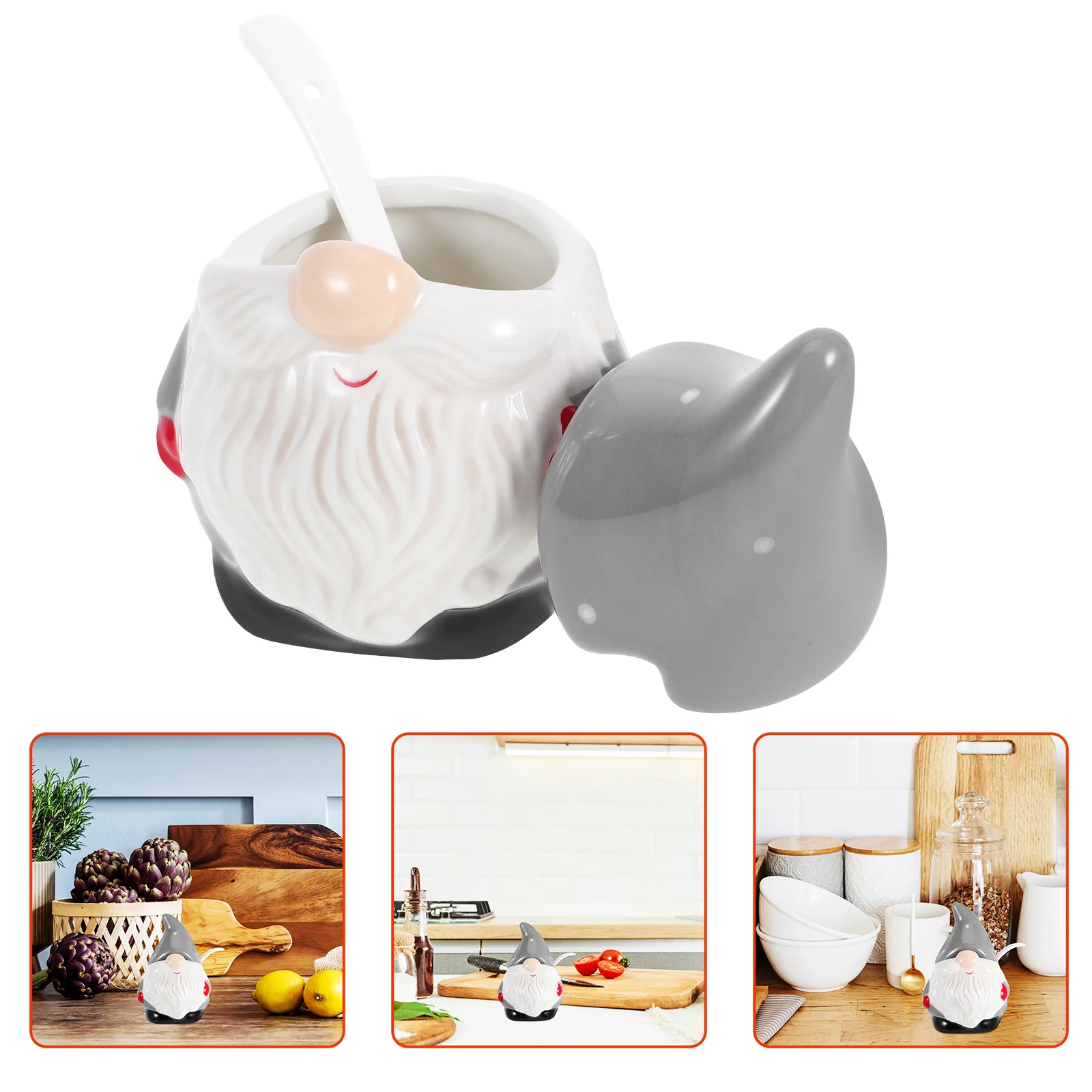 

SHOWERORO Ceramic Spice Jar Coffee Container with Lid Biscuit Sugar Bowl Christmas Cookie Storage Red Food Jar