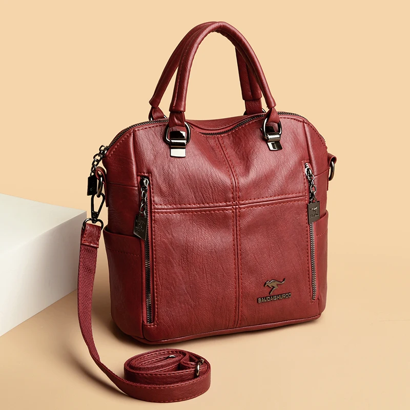 Hot Sale High Quality Leather Backpack Women Shoulder Bags Multifunction Travel Backpack School Bags for Girls Bagpack Mochila