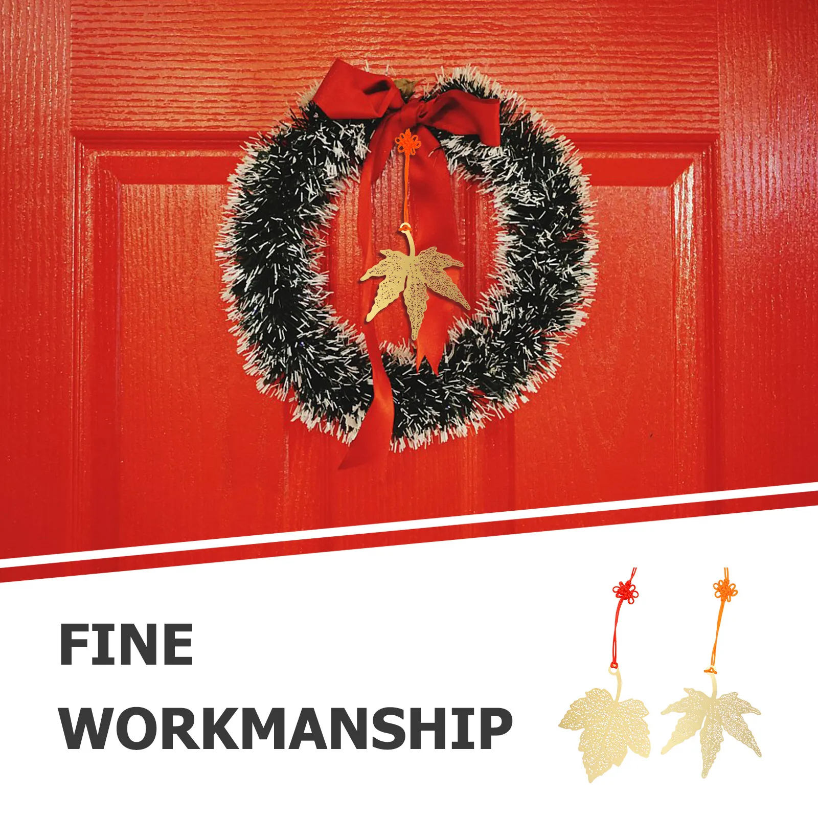 

14pcs Metal Maple Leaf Decoration Gold Glitter Small Green Ornaments Christmas Tree Pendant Leaves Adornment Home