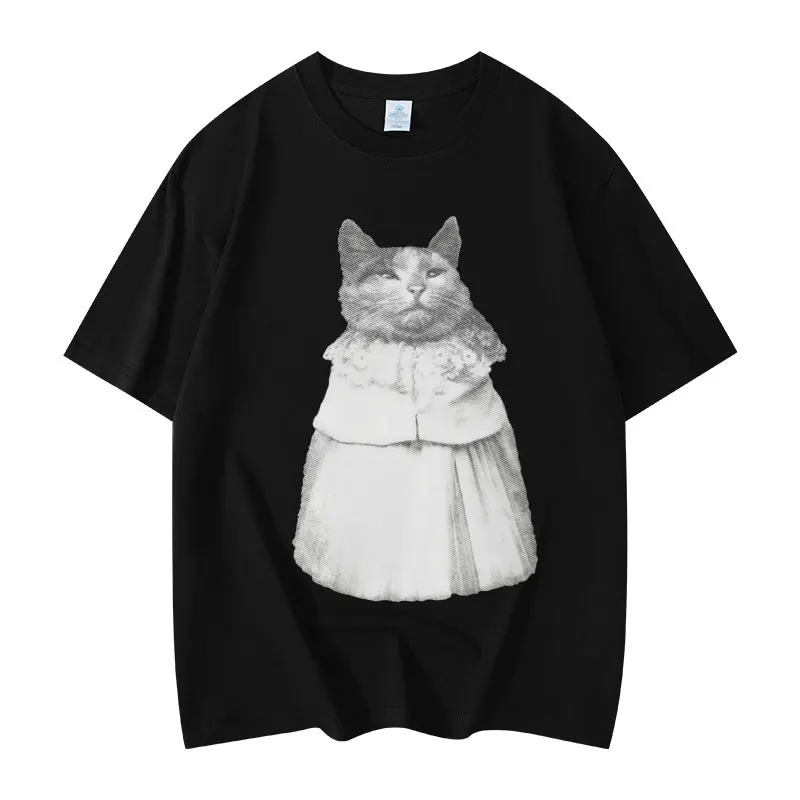 

Funny Dressed Cat Meme T-shirt Men's Women's Fashion Vintage Short Sleeve T Shirts Oversized High Quality Cotton Summer T-shirts