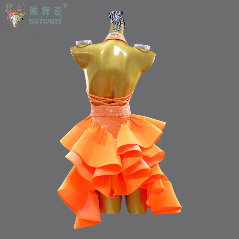 Abito da competizione di ballo latino da donna personalizzato Senior AB Stones Performance Abbigliamento Tango Chacha Abiti professionali da ballo