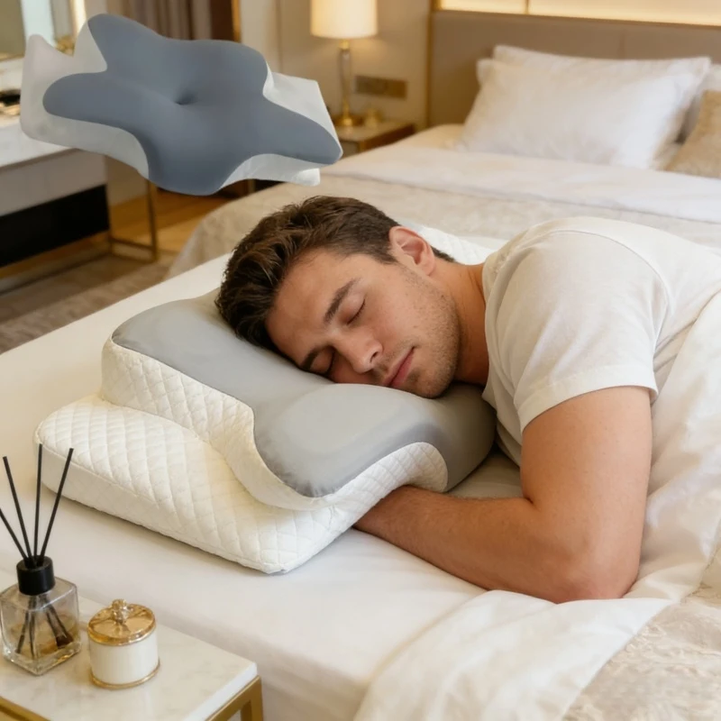 

Подушка из пены с эффектом памяти в форме бабочки, эргономичная, для поддержки шеи, для сна на спине и на боку, с моющейся наволочкой