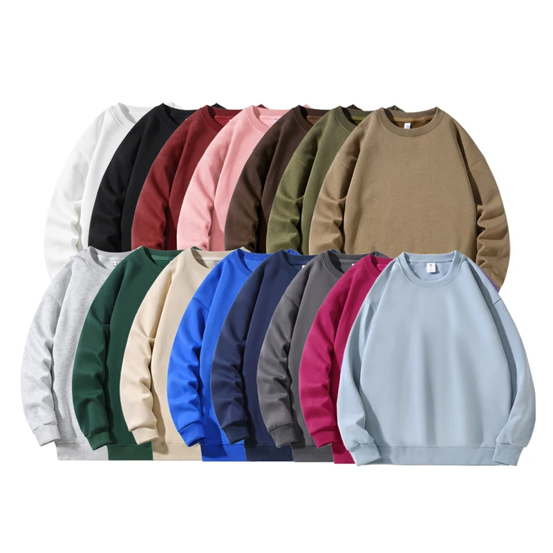 New Heavy Fabric Men/Women Simple Style Sweatshirts Fashion Soild Color O Neck Loose Hoodies Autumn Casual Pullover Tops