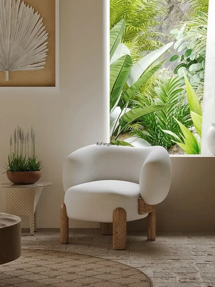 Armchair Balcony, Designer Sofa Chair Nordic Single Chair, Solid Wood Lounge Chair, Floor Chair, Vanity Chair Furniture Sofa