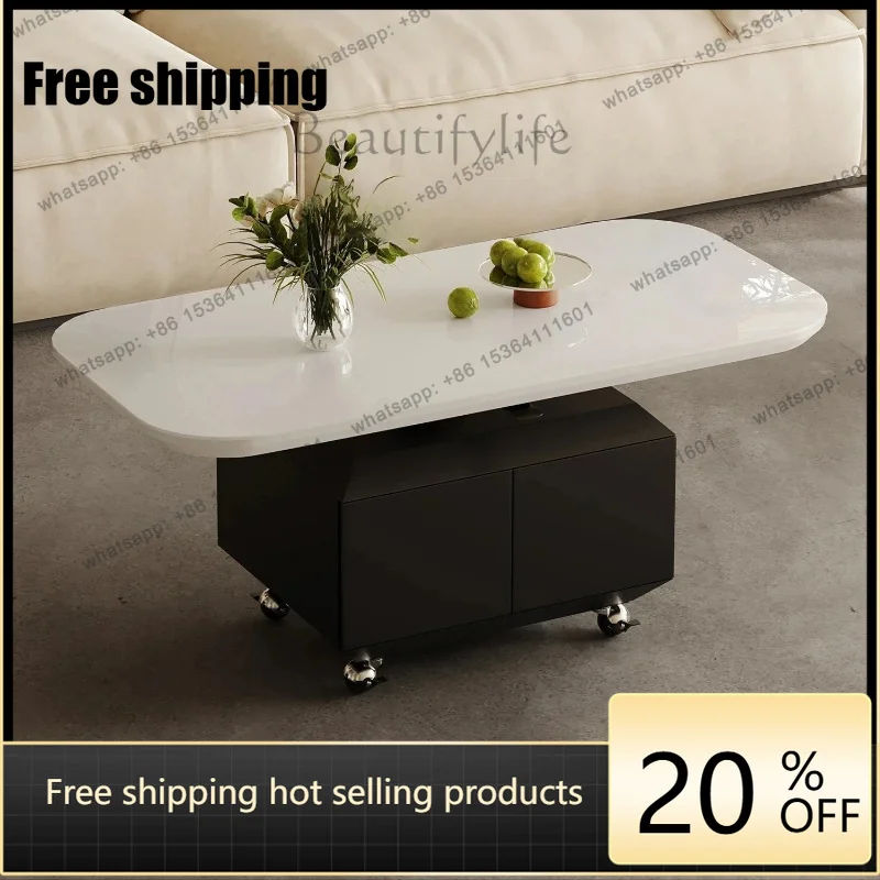 Factory Direct Rock slab movable lifting coffee table dining table dual-purpose multi-functional dining table two-in-one