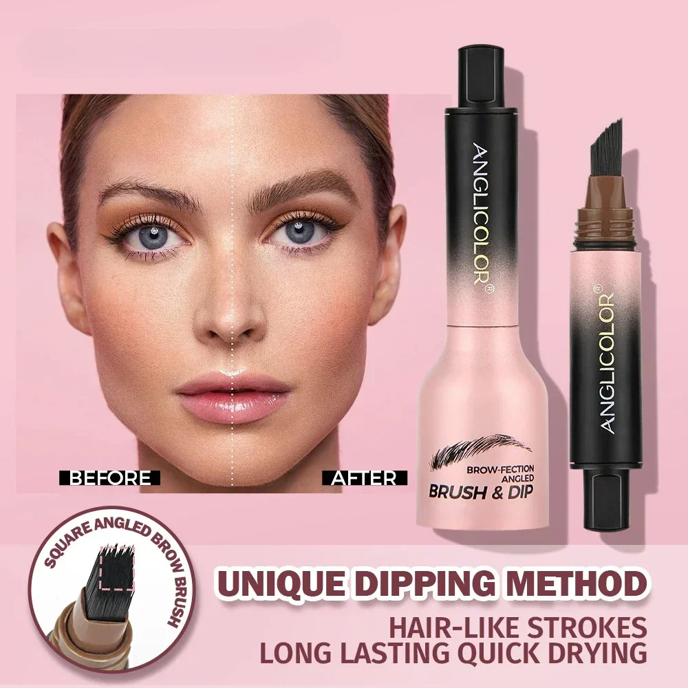 3D Dye ดินสอเขียนคิ้ว Hairling Anti-smudge กันน้ําติดทนนานสีดําสีน้ําตาลแปรงขนาดใหญ่ธรรมชาติ Eyebrow Enhancers ครีม
