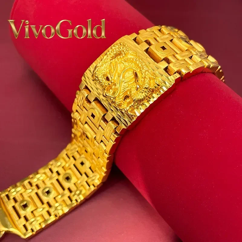 

VivoGold VivoGold: Элитный браслет для мужчин из настоящего золота 9999 пробы (24K) с изображением дракона, браслет-часы Xianglong