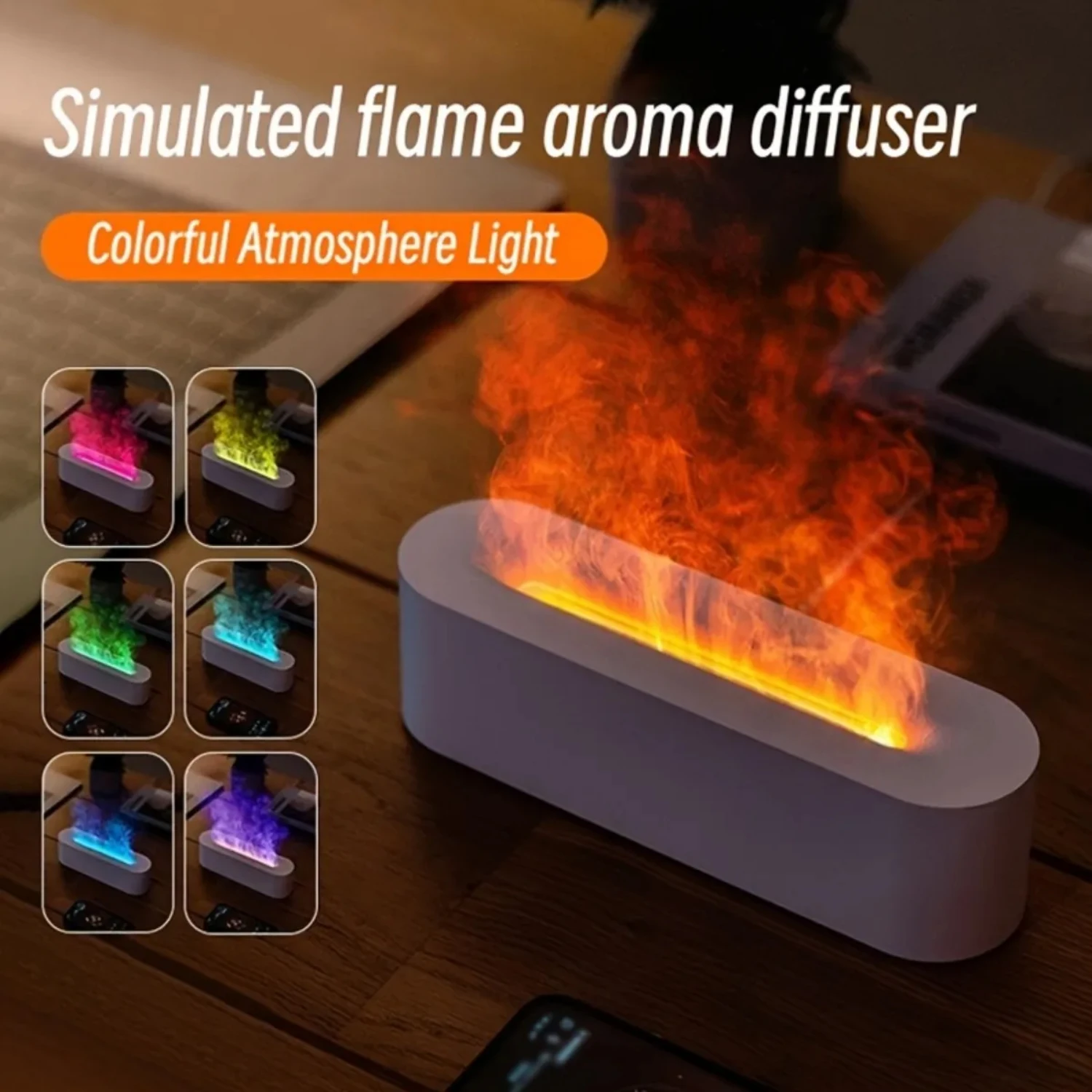 Humidificador de aire con llama USB, difusor de aceites esenciales de 150ML con luz que cambia de Color