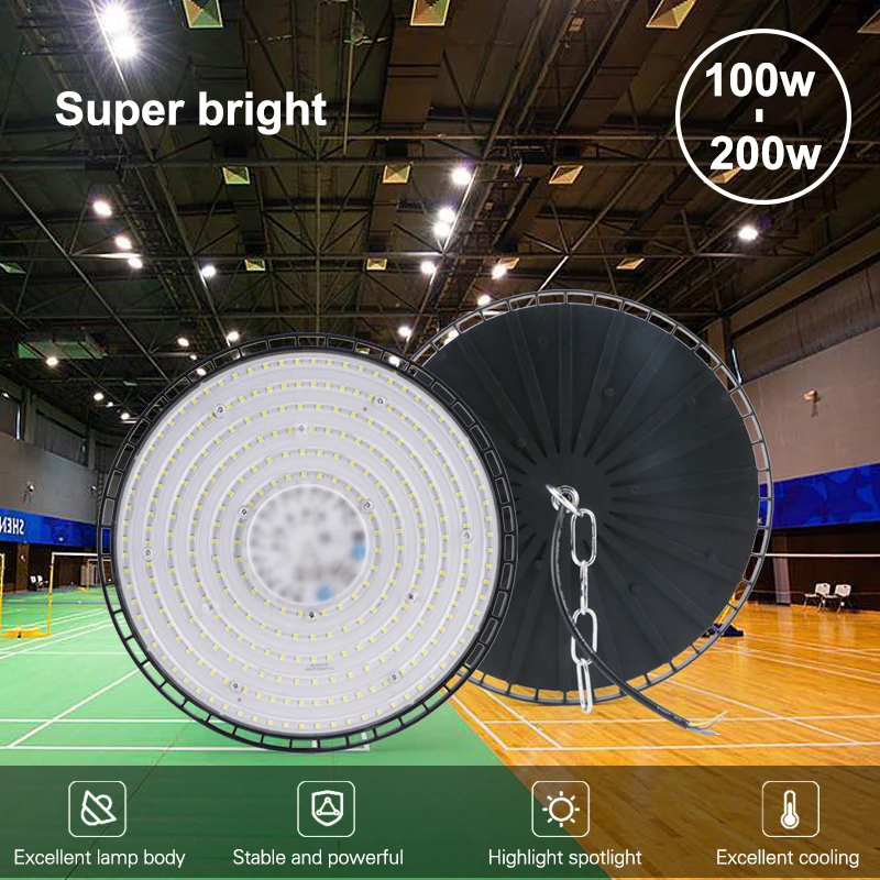 UFO LED 100W 150W 200W High Bay Lights Waterproof IP65 Commercial Industrial Market Warehouse Garage Workshop Garage Lamps