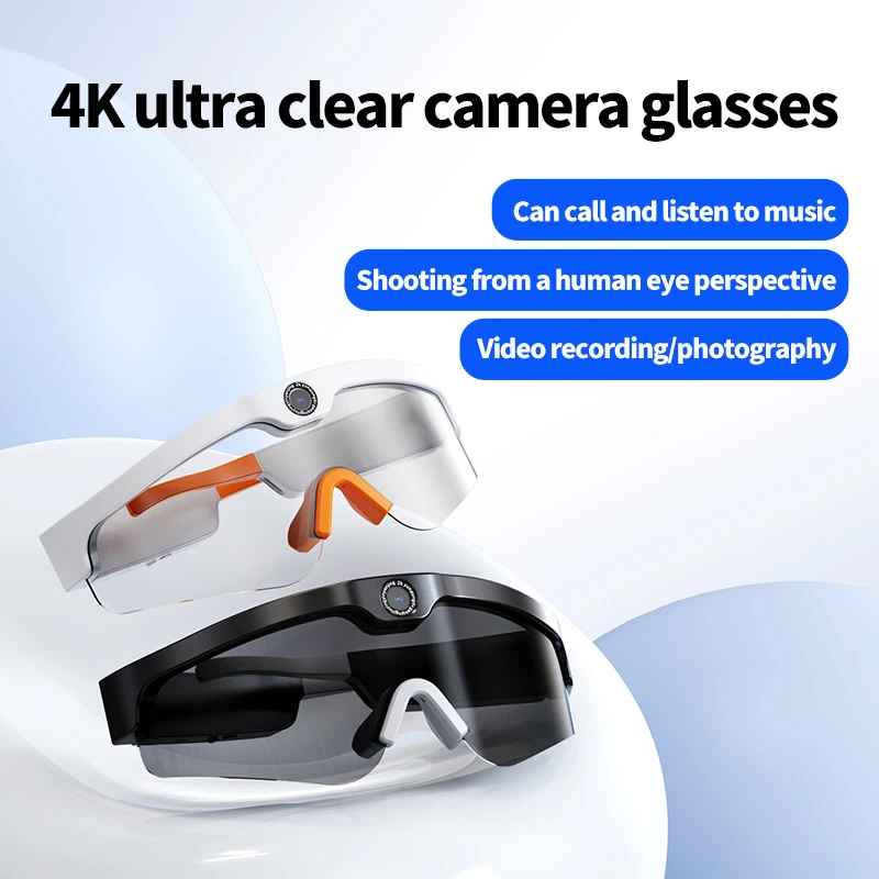 4k Ultra-high-definition Camera, Glasses, Bluetooth Smart Glasses, Bluetooth Headphones, Call, Music Playback, Video Recording