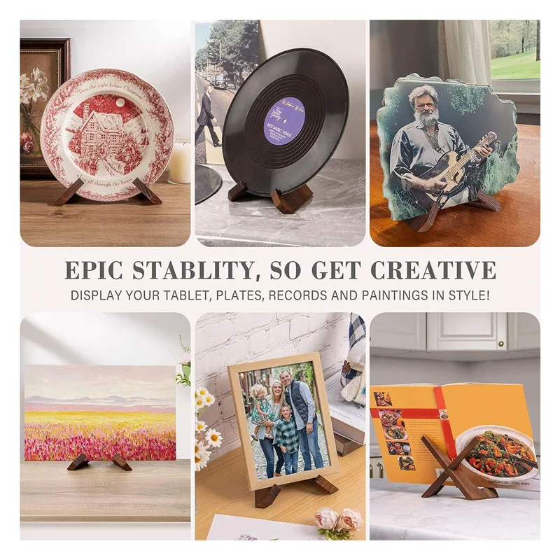 

ABBN-3 Pcs Plate Stand For Display 6.5 Inch Plate Holder Display Stand Wooden Picture Frame Stand Table Top Easels