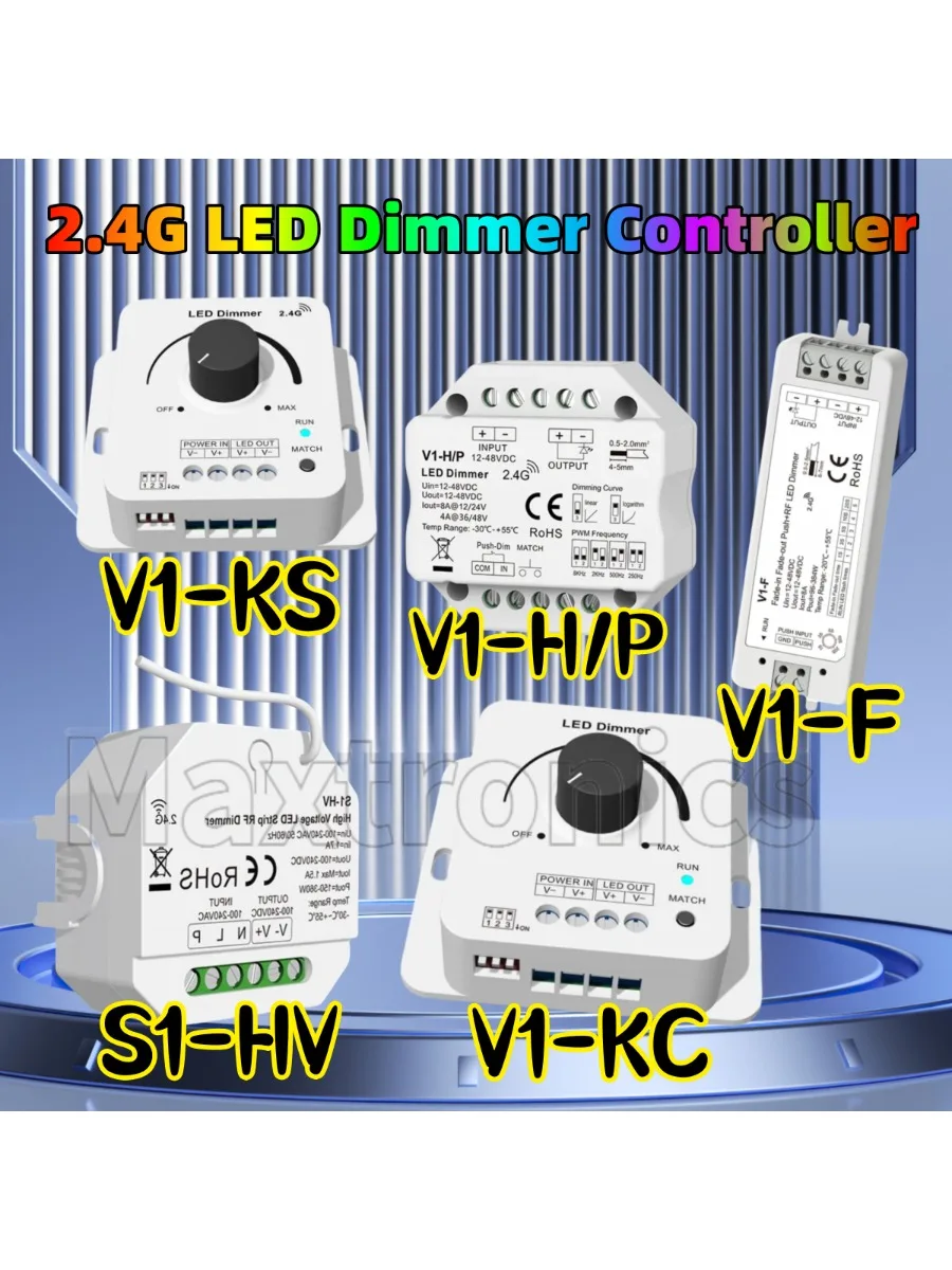 NIEUWE SKYDANCE 2.4G LED Dimmer Controller Serie S1-HV/V1-F/V1-KC/V1-HP Draadloze 1CH Dimmen Constante Spanning voor LED Strip Licht - afbeelding 2