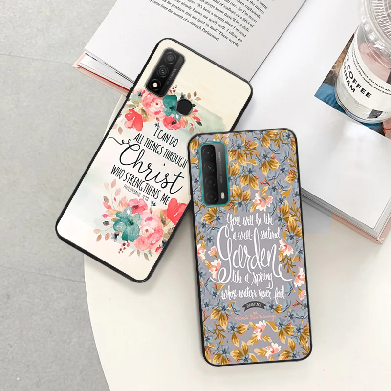 Phone Case For Honor X9b X6 a X7 X8 b 4G 70 90 Magic5 Flower Bible Verse Philippians Huawei P20 P30 P40 Lite P-SmartZ Soft Cover