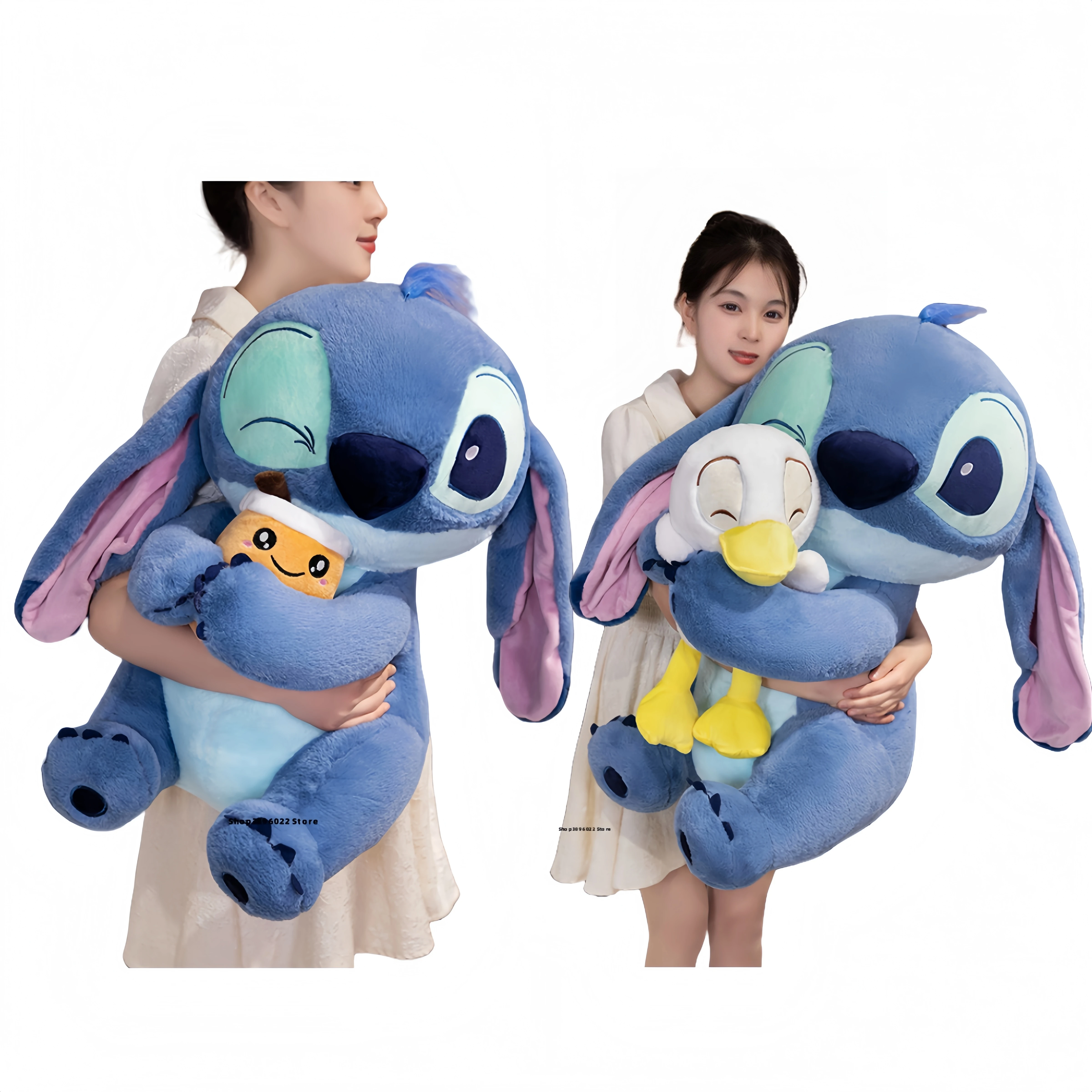 

Рождественский подарок Disney Stitch Plushies Hug Duck, милые аниме Stitch Plushies с пузырьковым чаем, кукла, подушка, домашний декор, мультяшная подушка для дивана