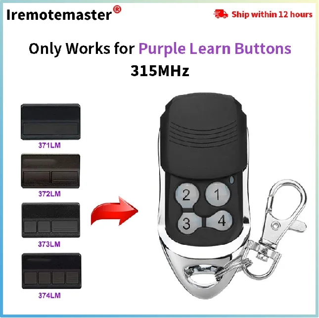 For LiftMaster Craftsman 371LM 372LM 373LM 374LM Garage Door Opener Mini Remote Part Purple Learn Butto