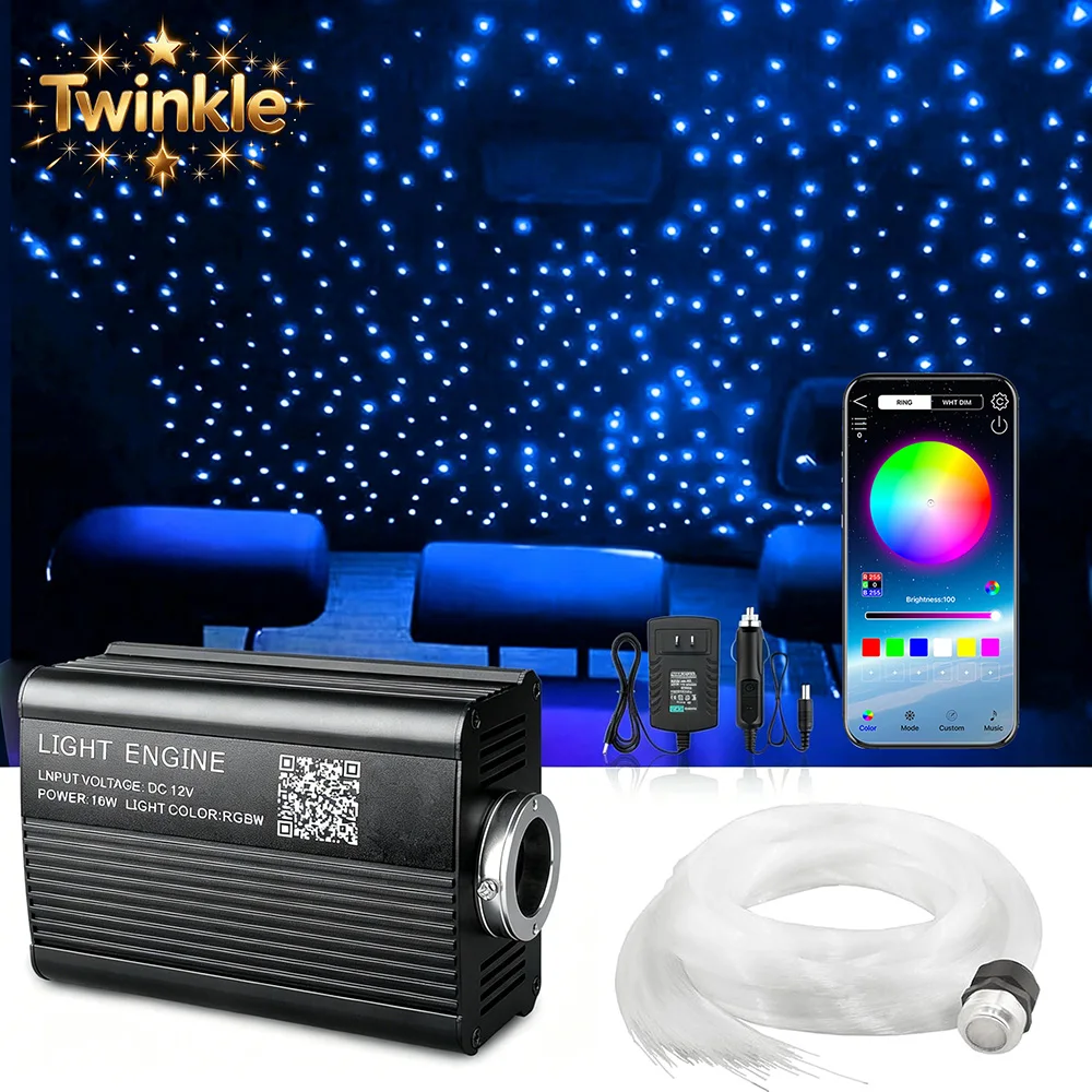 Twinkle Starlight Headliner Light,300/500pcs Star Lights for Car LED Fiber Optic Light RGBW Stars APP/Remote Control Music Sync