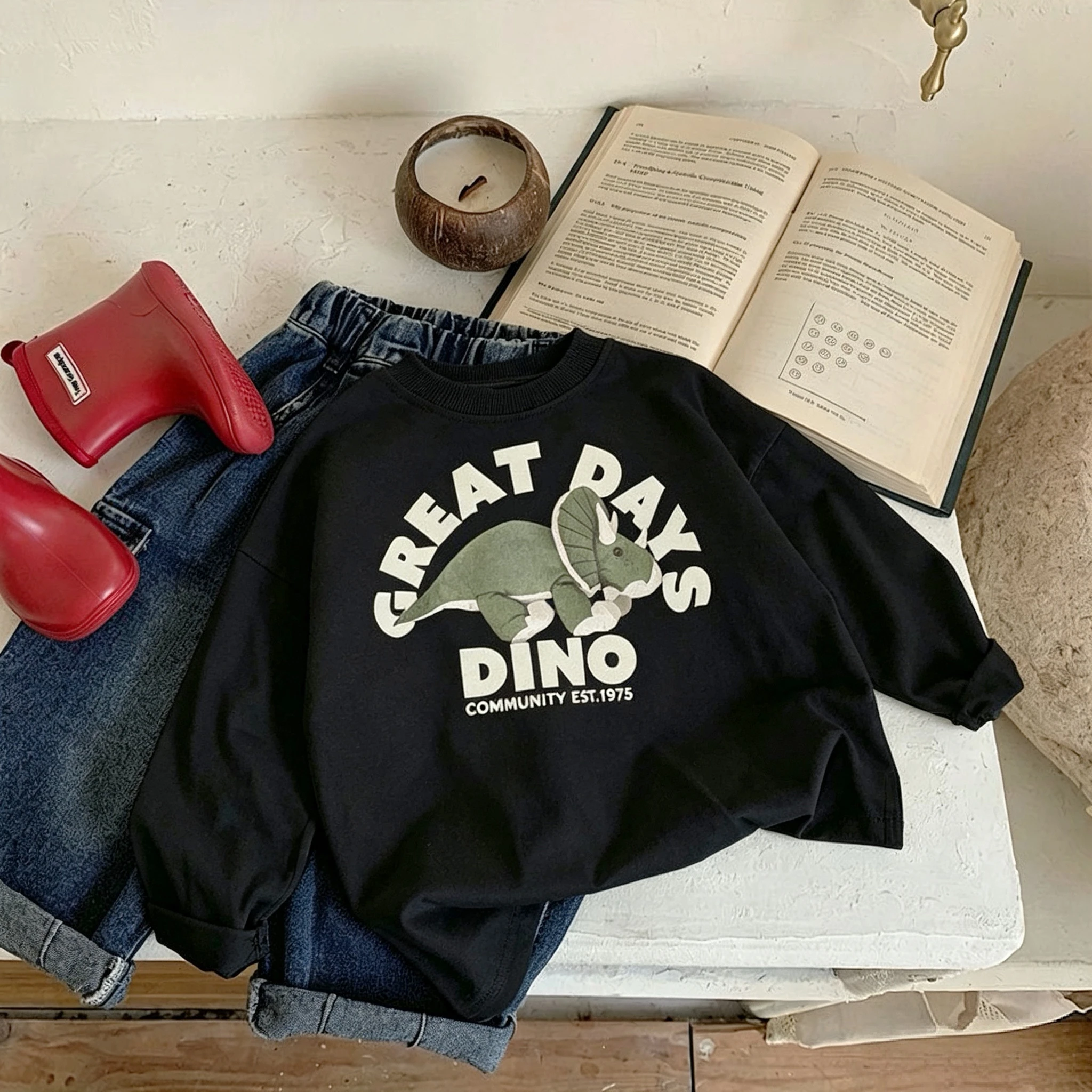 Frühling Herbst Kinderkleidung Langarm-T-Shirt Einfache Mode Vielseitiges Kinder-Rundhals-Pullover-Basis-Shirt Lässige Bluse – Detail 2