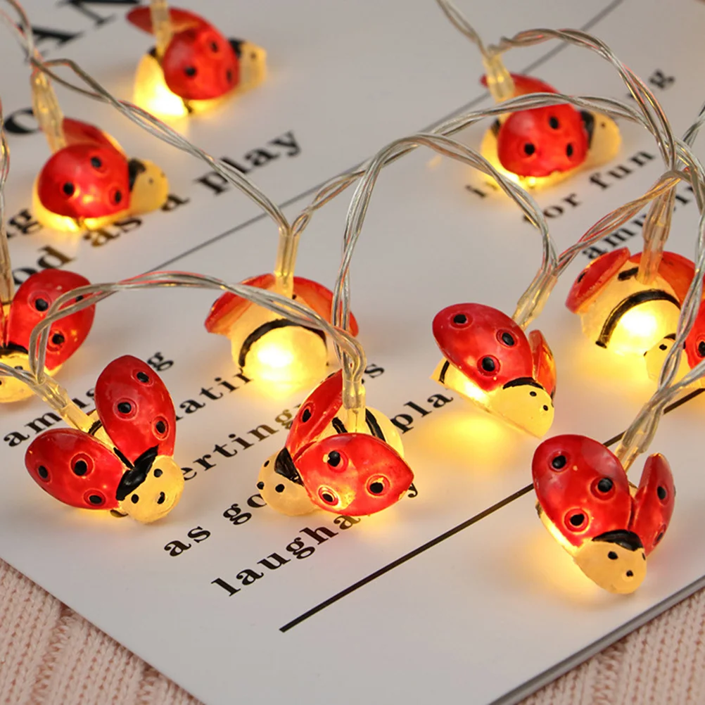 

20 Leds Ladybug String Lights Colorful Safe No Fairy String Lights for Room Garden Party Wedding Decoration