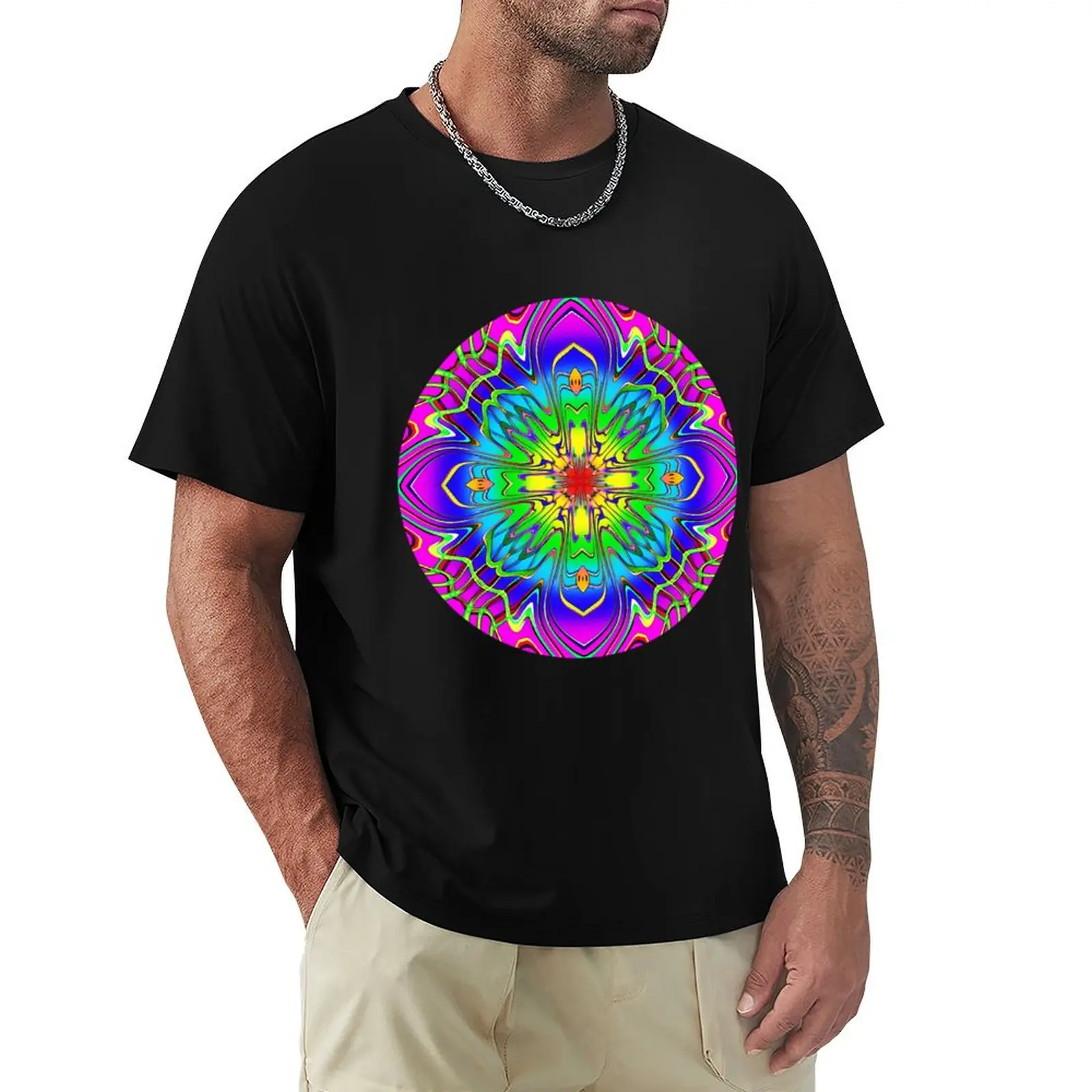 

symmetrical circle of colorful lines T-Shirt luxury designer shirts graphic fashion shirts street wear mens cotton t shirts