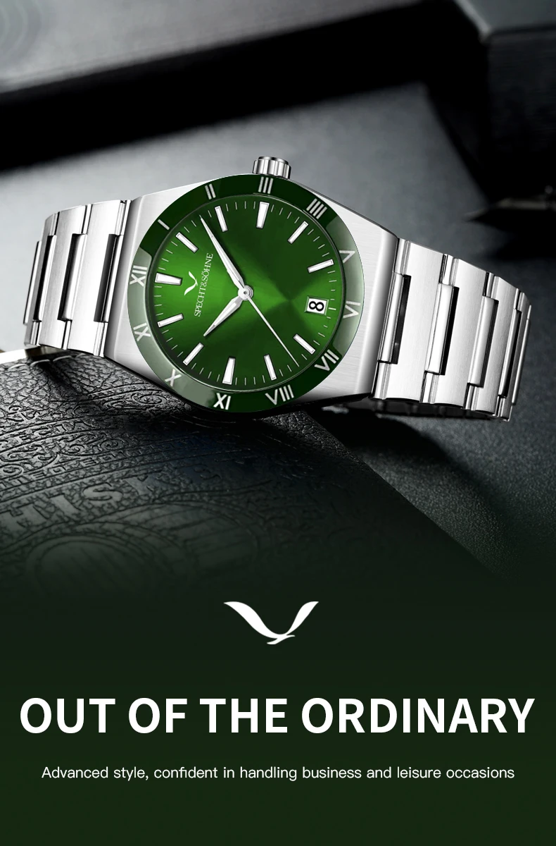 Dropshipping New Fashion Specht & Söhne Luxury Quartz Watch For Men 38MM Stainless Steel Watch Sapphire Crystal 50M Waterproof image 3