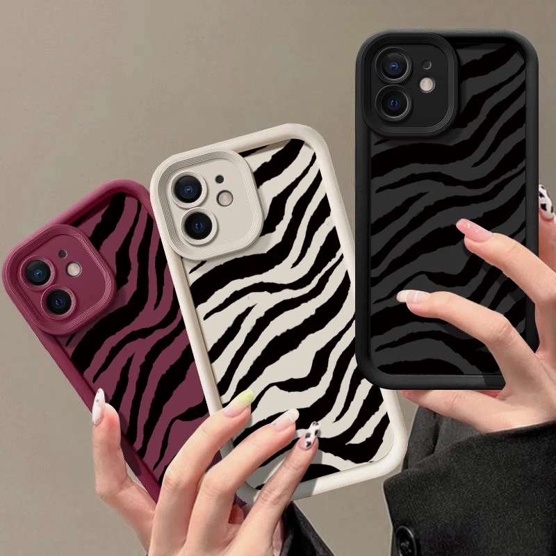 Zebra Stripe Phone Case For iPhone 16 15 14 Pro Max Plus 13 12 11 Pro Max 7 8 XS X XR Shockproof Soft Silicone TPU Back Cover