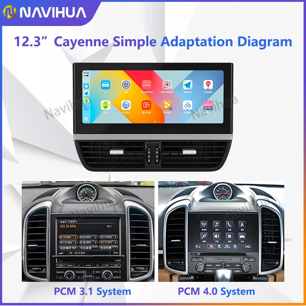 NaviHua Car Interior New Upgrade For Porsche Cayenne 2010 2017 Android Car Radio LCD Console Climate Control Panel Stopwatch