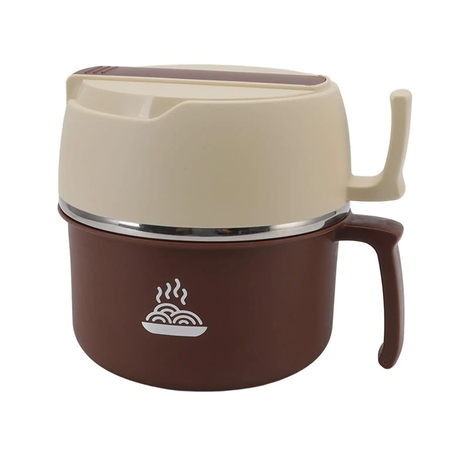 

Stainless Steel Insulated Ramen Cooker Double Layer Lunch Box with Handle Lid Fork Spoon for students