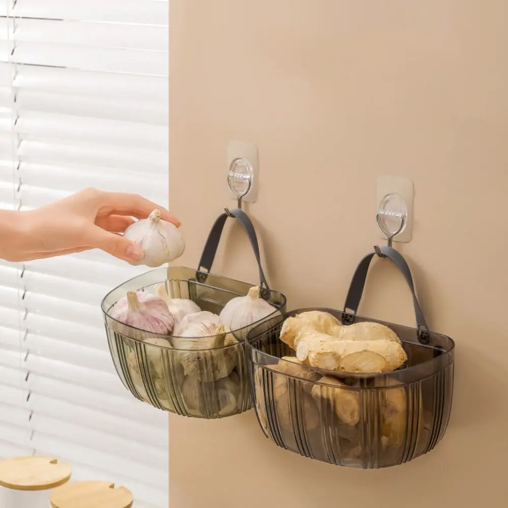 

Wall Mounted Small Hanging Basket Creative Transparent Storage Rack Large Capacity Simple Waste Basket Ginger and Garlic