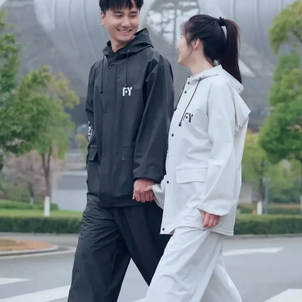 

With Reflective Strips Raincoat Rain Pants Suit Soft Waterproof Split Design Rainwear Professional Motorcycle Rain Jackets