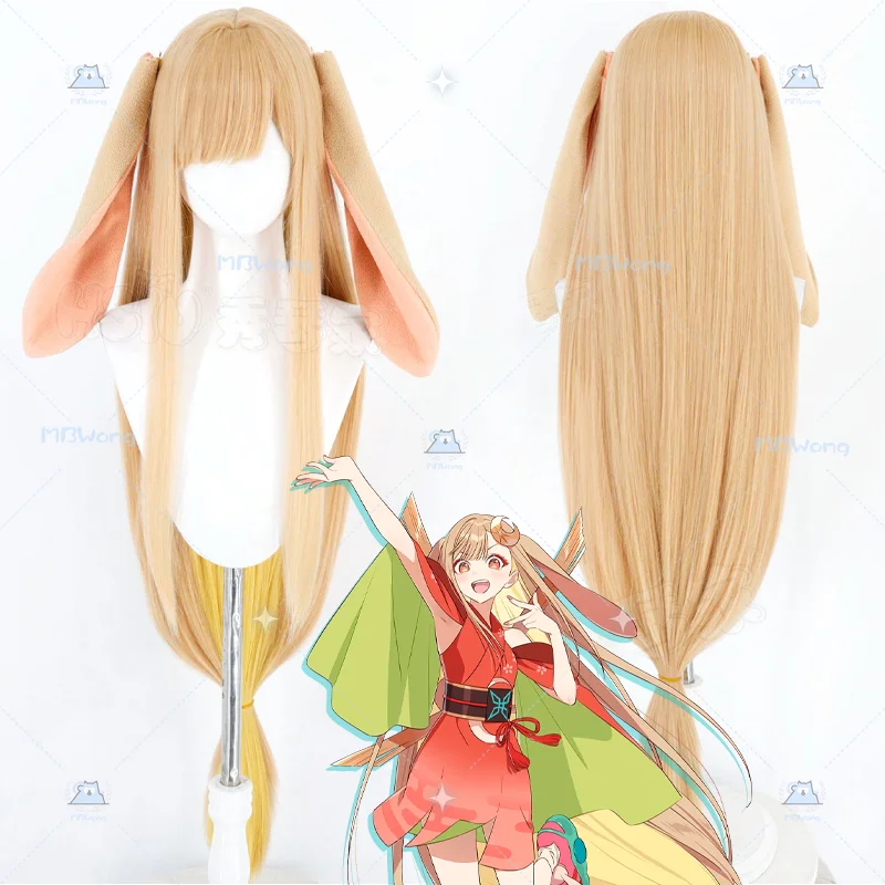 Peluca de Cosplay de Anime Princesa Cósmica Kaguya Yachiyo Runami, Peluca de Cosplay de Kaguya con Orejas para Fiesta de Halloween, Juego de Roles para Mujeres Adultas