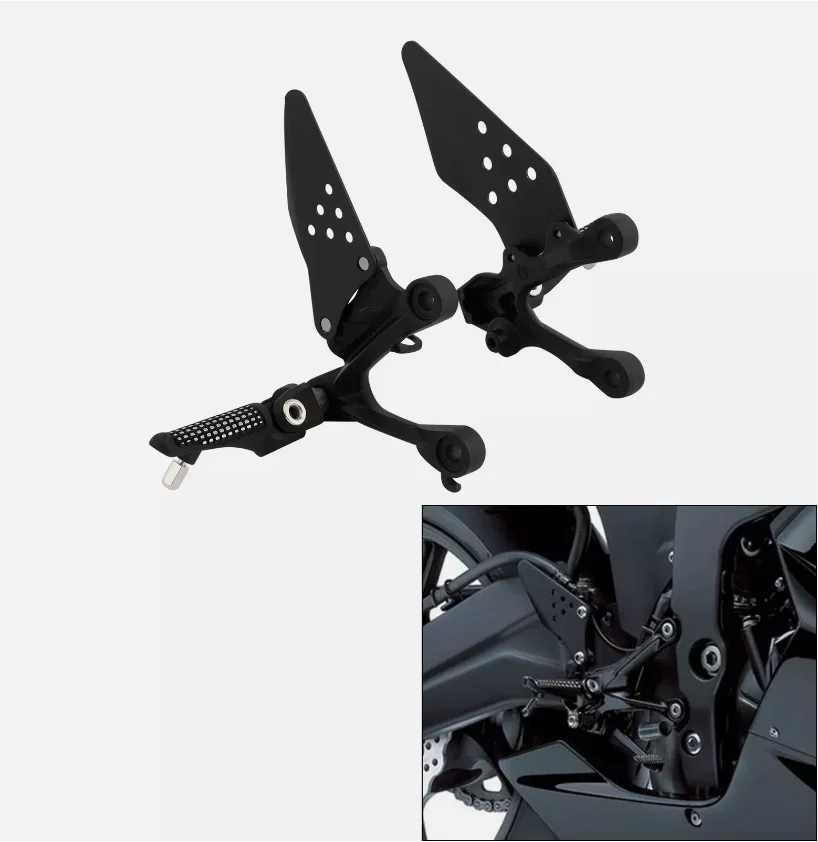 EU quality motocycle Front Foot Pegs Footrest Bracket Set Floorboard Kits For KAWASAKI Ninja ZX6R 2009-23 ZX636 2013-2023 2016
