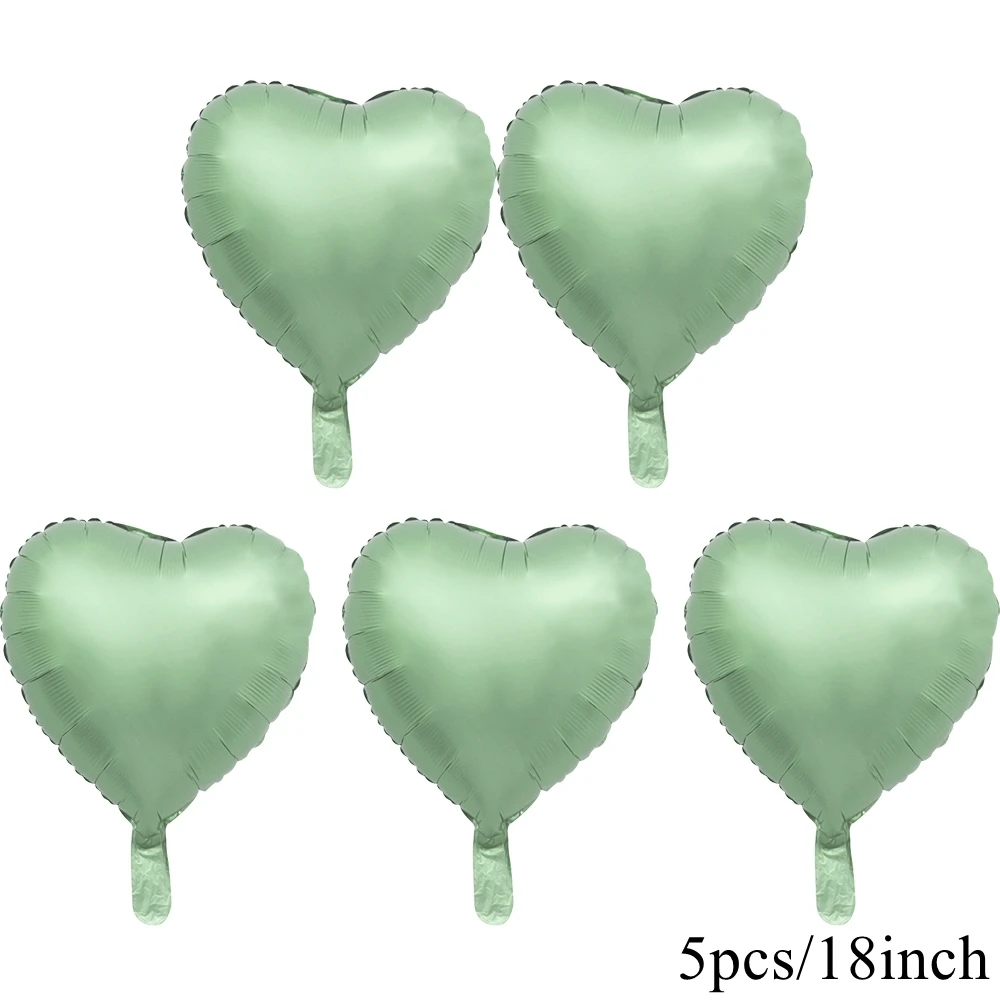 40inch Vintage Green Number Balloon 18inch Heart Balloons For 30 40 50 60 70 Happy Birthday Party Decoration DIY Home Supplies