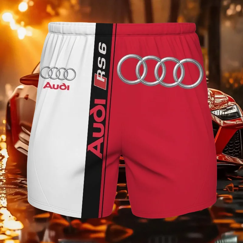 

Новинка 2025, летняя горячая распродажа, мужские шорты с 3D принтом Audi Quattro, дышащие модные быстросохнущие шорты MOTO, спортивные штаны для взрослых