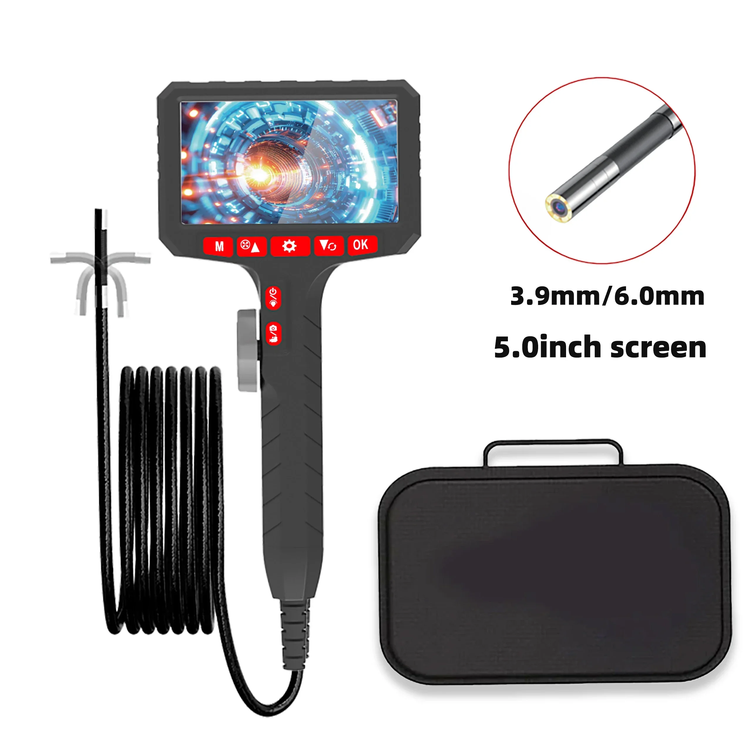 

LAFOCH 5inch Borescope, 3.9mm Endoscope Camera, HD 1080P with LED Illumination for Automotive Repair, Plumbing Inspection