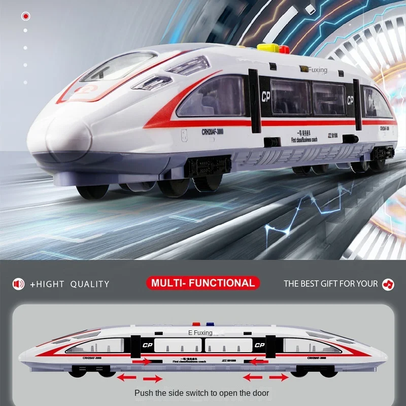 Fuxing and Harmony รถไฟความเร็วสูงจำลองเสียงไฟโมเดลรถยนต์ของเล่นฝึกสมจริงเพื่อการศึกษา