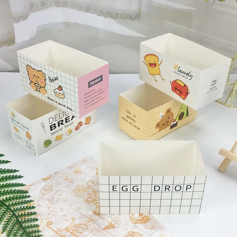 50Pcs Small Size Sandwich Wrapping Box Disposable Food Container Cake Toast Bread Hamburger Packing Boxes Party Baking Supplies