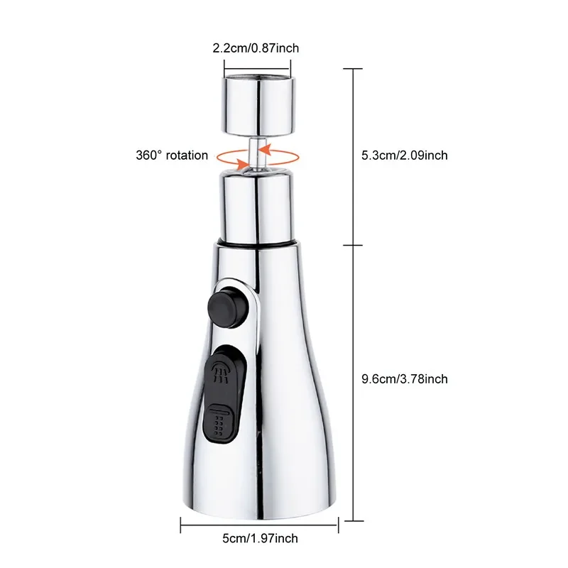 Universal New Extender Prevent Rotate Adapter Nozzle 360° Gears 3 Faucet Multifunctional With Splashing Bubbler Diameter