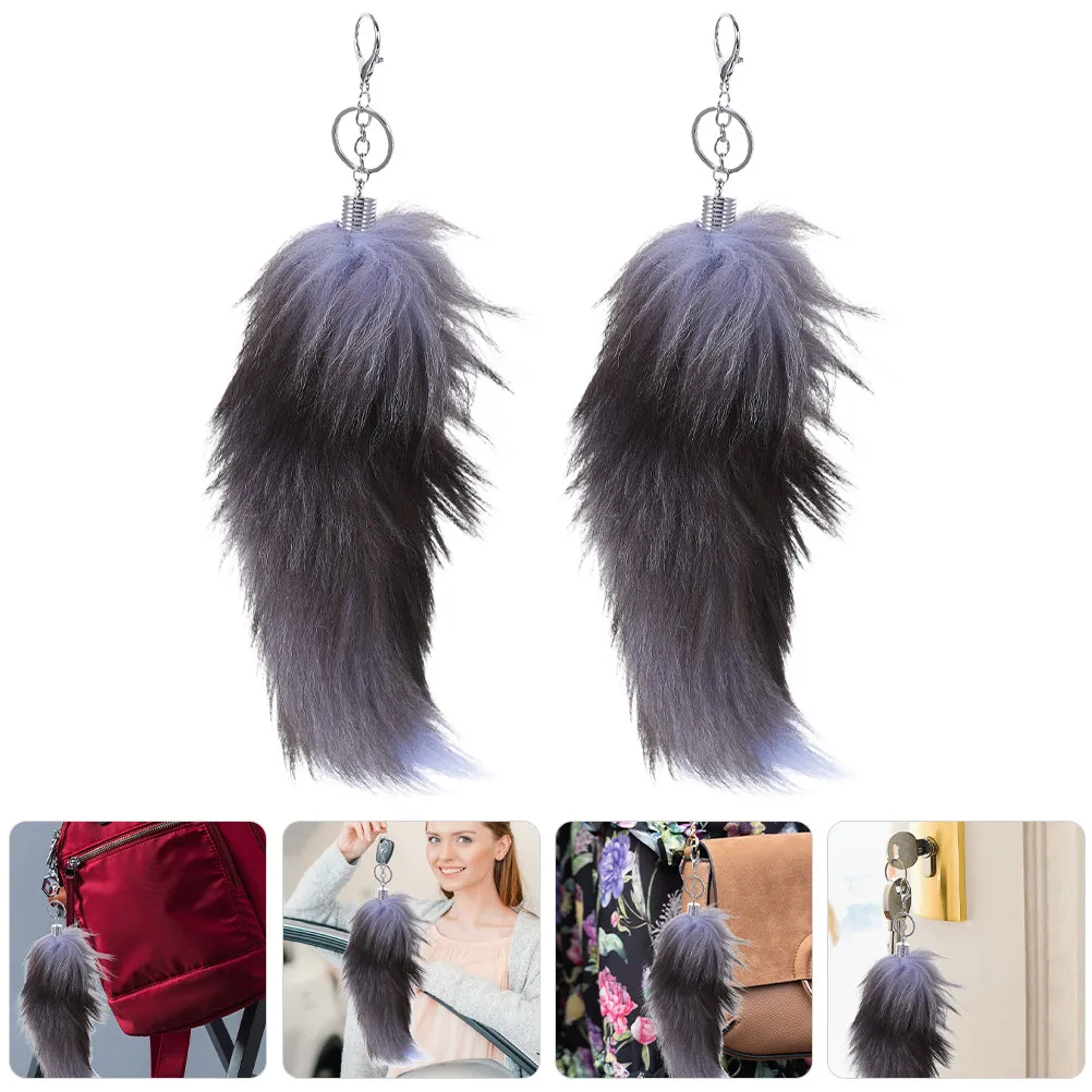 

2Pcs Fox Tail Keychain for Keys Bags Backpacks Car Purse Handbag Decorative Pendant Charm Gift for Women Girls Friends Family