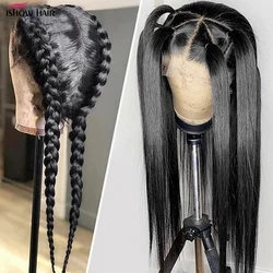 Ishow Full Lace Wig Human Hair 13x4 Glueless HD Transparent Lace Frontal Wig Pre Plucked Brazilian Straight Lace Front Wigs