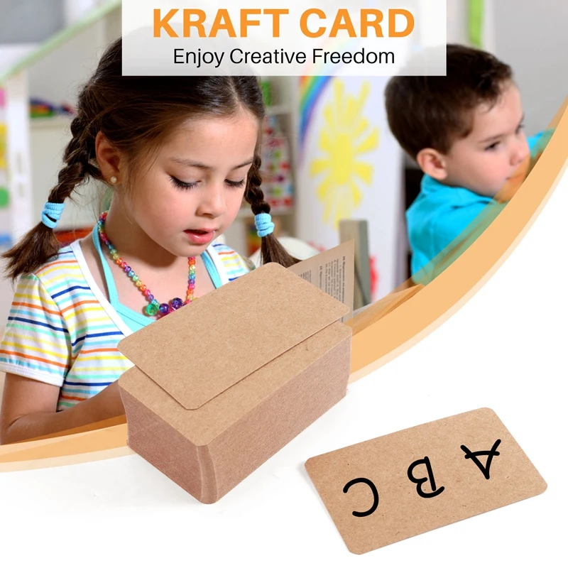 Em branco Kraft Paper Cartões, Word Message Card, DIY Gift Card, 100pcs