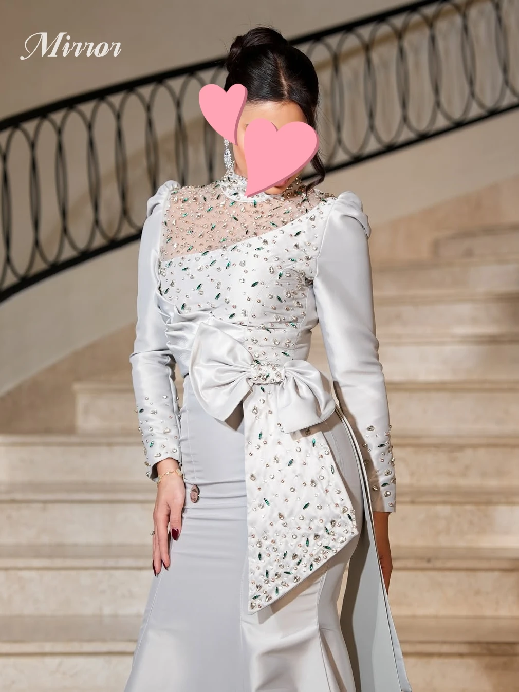 Spiegeljurk Elegante Vintage Sexy Zilveren Kristal Kralen Zeemeermin Boog Nieuw Aanpassen Formele Gelegenheid Galajurk Avondfeest Jurken